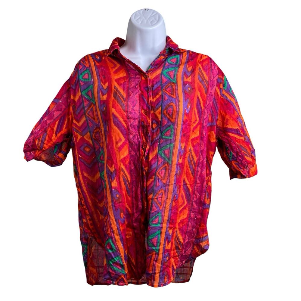 Vintage Phool Women's Y2K‎ Retro New Wave Shirt Size S Colorful Statement 80’s